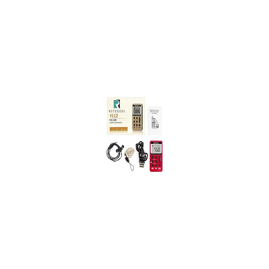 Mucize Retekess V112 Am Fm Taşınabilir Cep Radyosu, Fm Alıcısı, Dijital Müzik Seti, Kulaklıklı, Şarj Edilebilir Pil, Yürüyüş, Koşu, Antrenman İçin(Renk Gold)