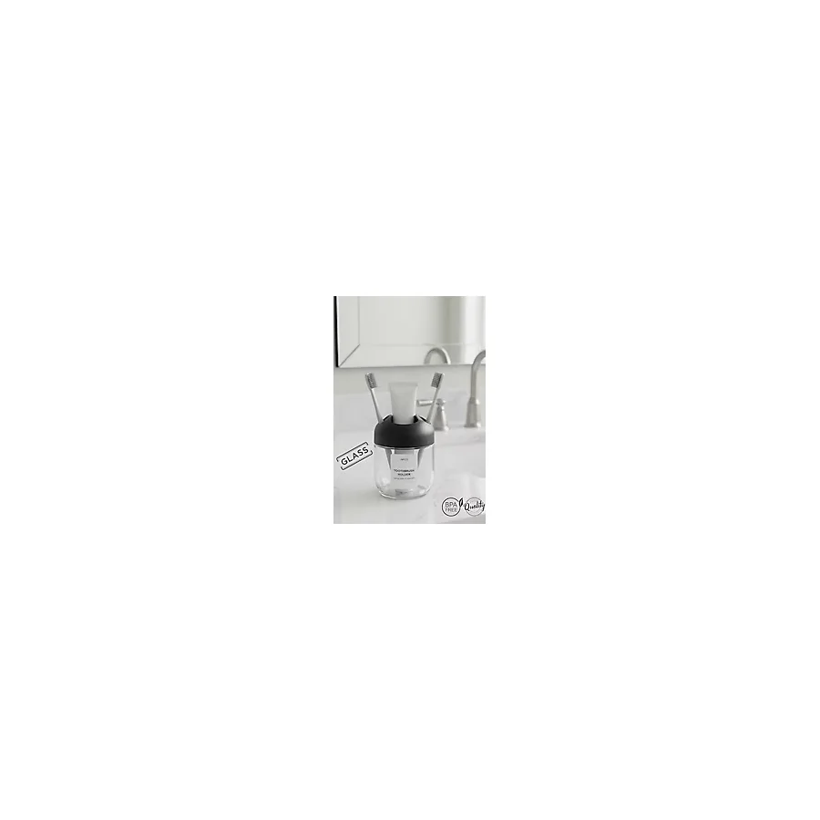 MUF HOME Cam Diş Fırçalık Modern Banyo Diş Fırçalık Şık Cam Gövde 3 Bölmeli Şeffaf Cam Diş Fırçalık Organizer