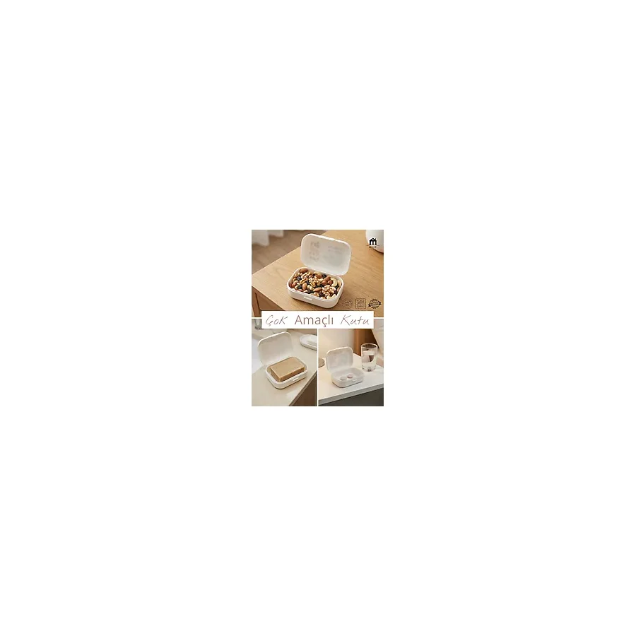 MUF HOME Çok Amaçlı Kapaklı Mini Saklama Kutusu Taşınabilir Seyahat Tipi İlaç, Sabun, Atıştırmalık Kabı 320ml