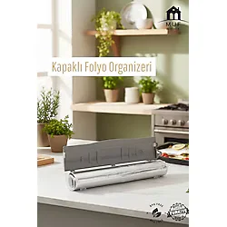 MUF HOME Folyo Kesici Folyo Organizeri Streç Film Ve Folyo Kesici Kapaklı Rulo Folyo Organizeri