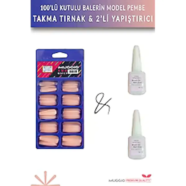 Muggio 100'lü Kutulu Balerin Protez Takma Tırnak + Tırnak Yapıştırıcısı 10gr 2'li