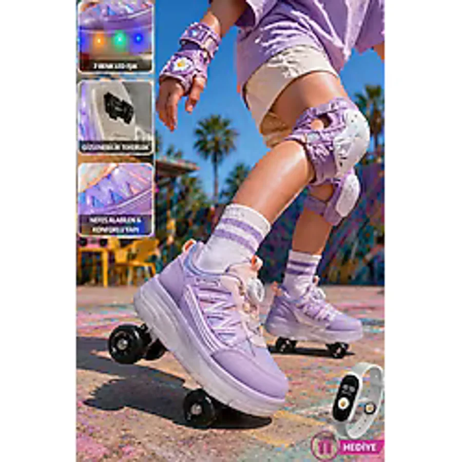 Muggo Sky Çocuk Işıklı Patenli Tekerlekli Sneaker Spor Ayakkabı