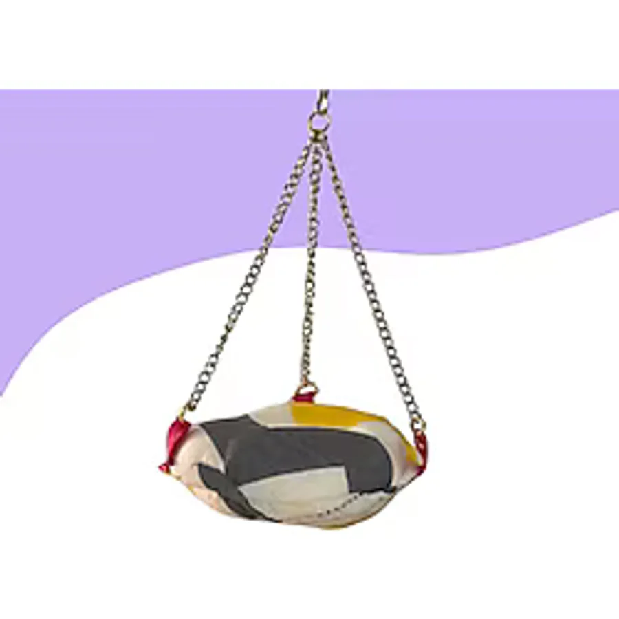 Muhabbet Kuşu Hamak Salıncak 10Cm Beyaz-Gri-Sarı