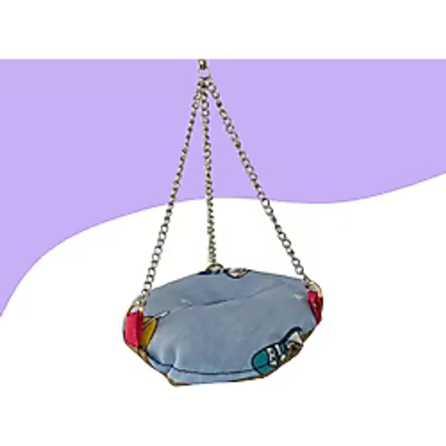Muhabbet Kuşu Hamak Salıncak 10Cm Mavi Desenli
