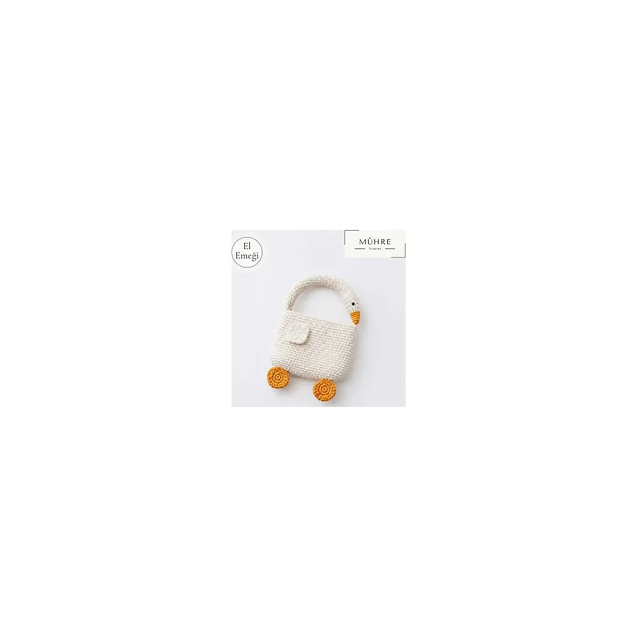 Mühre Ördek Model Çanta Amigurumi Örgü El Emeği Şirin Çanta Çocuk Çantası