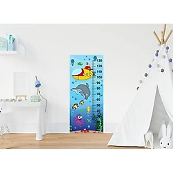 MUJGAN Çocuk Odası Bebek Odası Boy Ölçer Boy Cetveli Sticker Su Altı