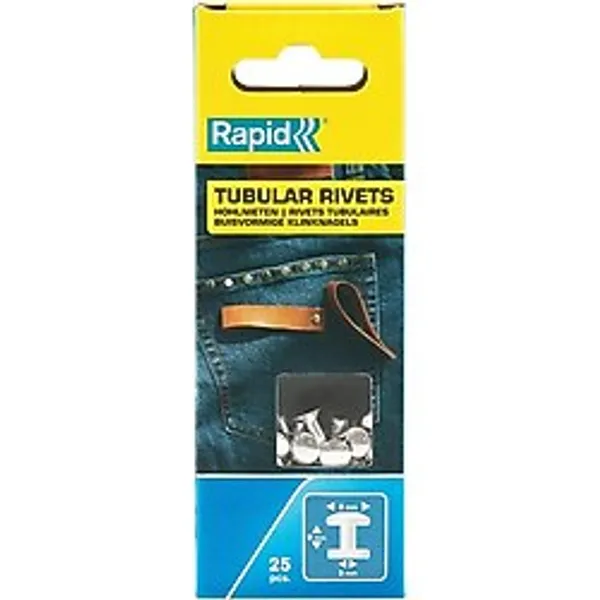 MUJGAN Rapid Deri İçin Delikli Perçinler, 8 mm Başlı Perçinler, Gümüş Renkli, 25 Adet (2 Parça)