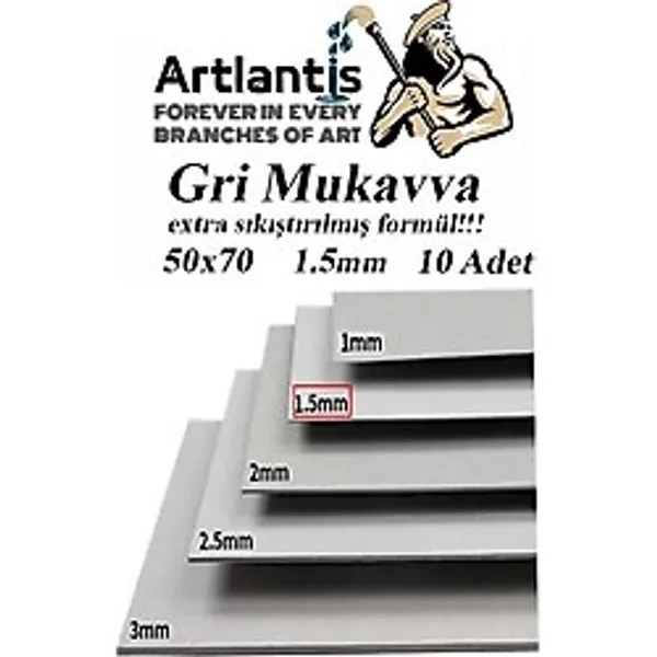 Mukavva Gri 1.5 Mm 50x70 Cm 10 Adet Sert Karton Ekstra Sıkıştırılmış 50x70 Mukavva Gri Renkli 10 Adet