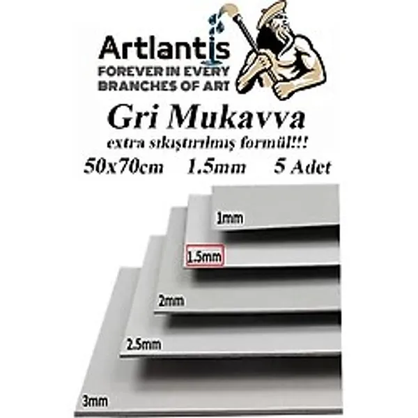 Mukavva Gri 1.5 Mm 50x70 Cm 5 Adet Sert Karton Ekstra Sıkıştırılmış 50x70 Mukavva Gri Renkli 5 Adet