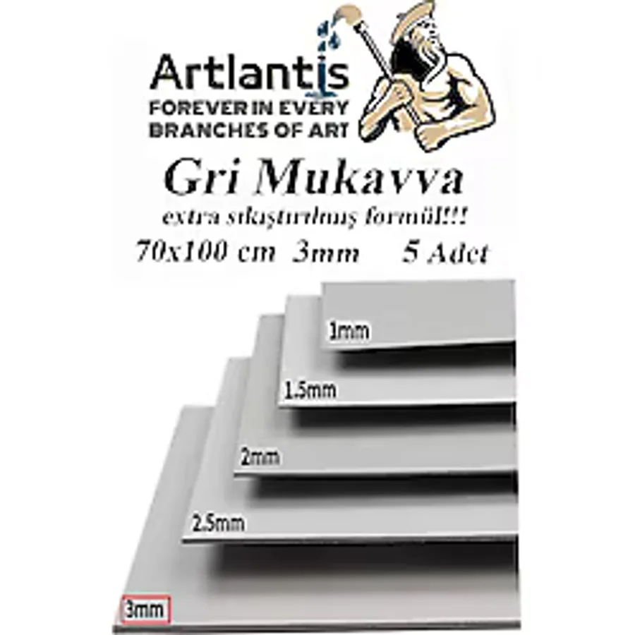 Mukavva Gri 3 Mm 70x100 Cm 5 Adet Sert Karton Ekstra Sıkıştırılmış 70x100 Mukavva Gri Renkli 5 Adet