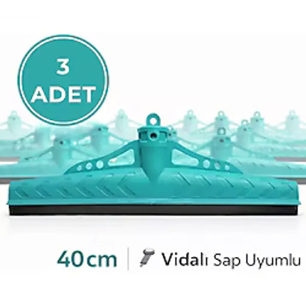 Mulpex Çekpas 40 Cm 3 Adet Vidalı Sap Uyumlu Yersil Çekçek Yer Çekçeği Zemin Temizlik Aparatı