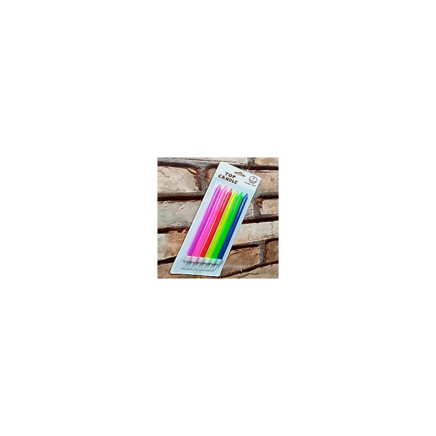 MULTİ COLORS BIRTHDAY CANDLE VIP KALİTE UZUN RENKLİ NEON PASTA MUMU 6 ADET NEON RENKLİ DOĞUM GÜNÜ MUMU