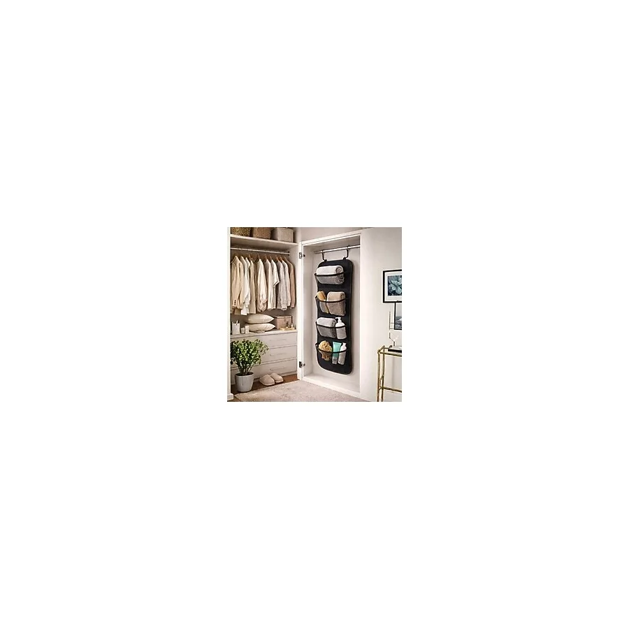 Multi Trendy Kapı Arkası Organizer 4 Cepli Asılabilir Dolap Içi Düzenleyici 32X102 cm - Siyah - 32 x 102 cm
