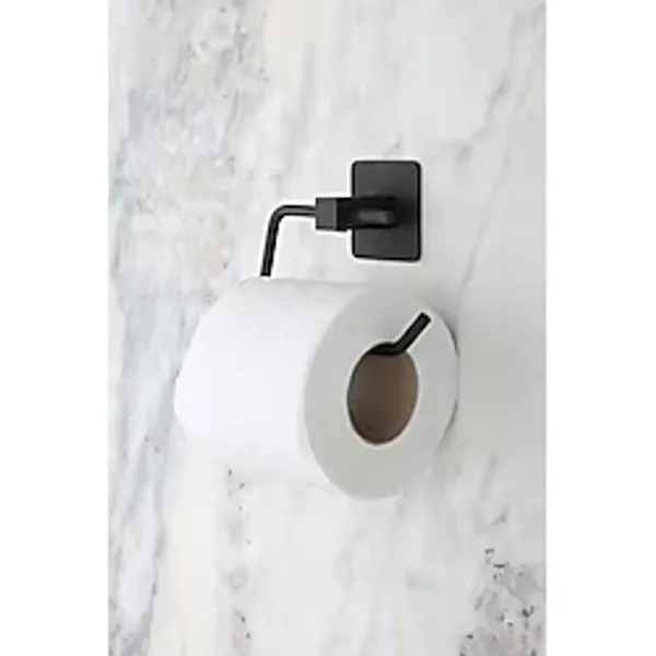 MultiStore Kare Yapışkanlı Siyah Açık Tuvalet Kağıtlığı Wc Kağıtlık Tutucu