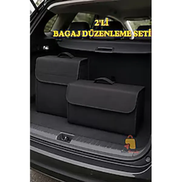 MultiTrendy 2'li Oto Bagaj Organizer Seti Keçe Cırtlı Araç İçi Bagaj Düzenleyici Çanta