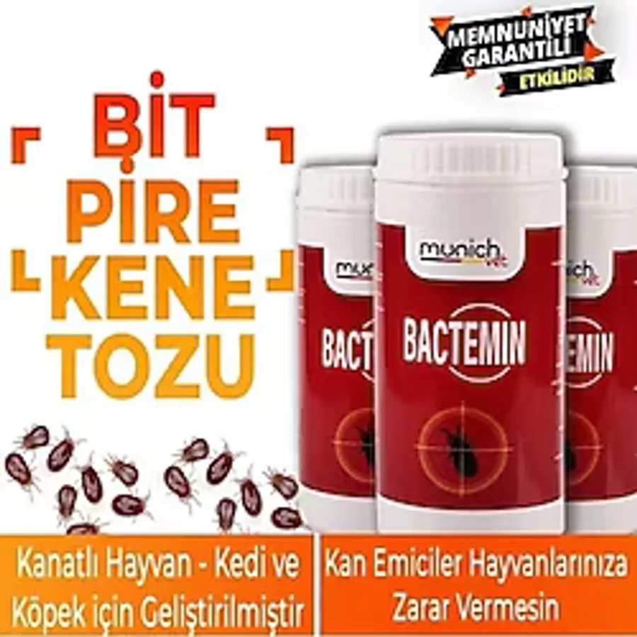 Munich Vet Bactemin Akarsid Doğal Kanatlı Bit Kene Parazit Tozu 500 gr