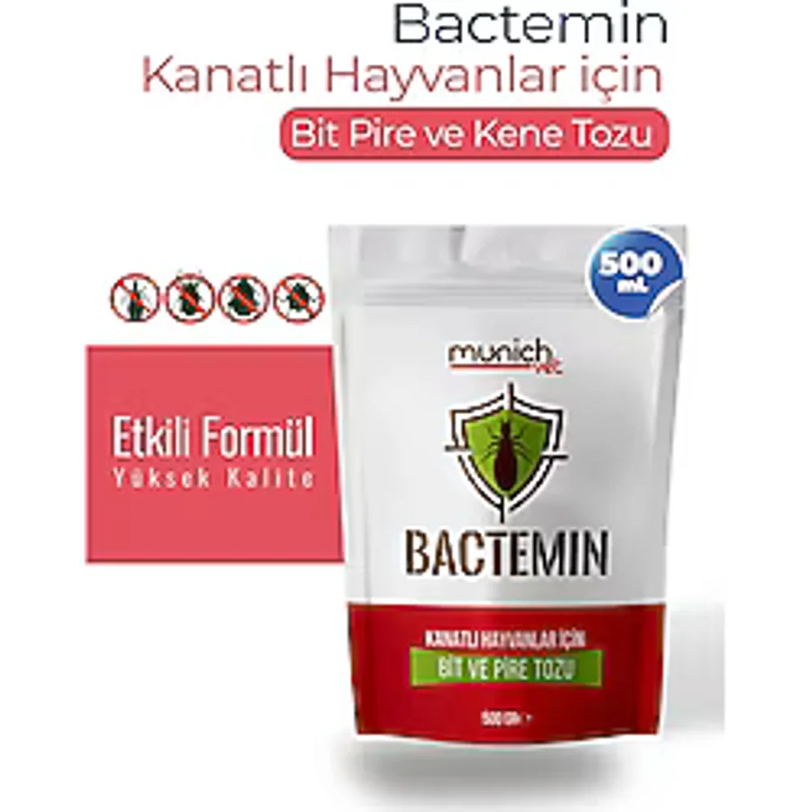 Munich Vet Bactemin Kuşlar İçin Bit Pire ve Kene Tozu 500 G