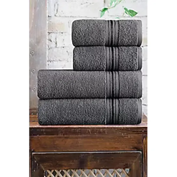 Mürdüm Home 4'lü Banyo Havlu Seti Hamam Takımı 100% Pamuk - 50 x 85 cm - Antrasit