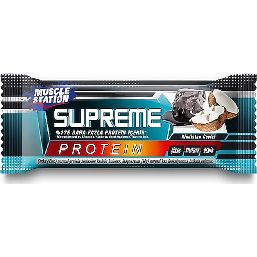 Muscle Station Supreme Bitter Çikolata ve Hindistan Cevizli 40 gr Protein Bar