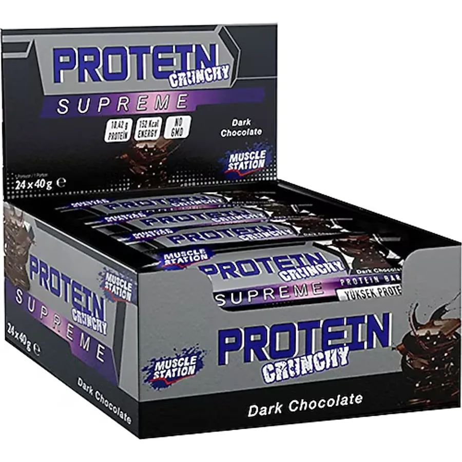 Muscle Station Supreme Crunchy Bitter Çikolata 40 gr 24'lü Protein Bar