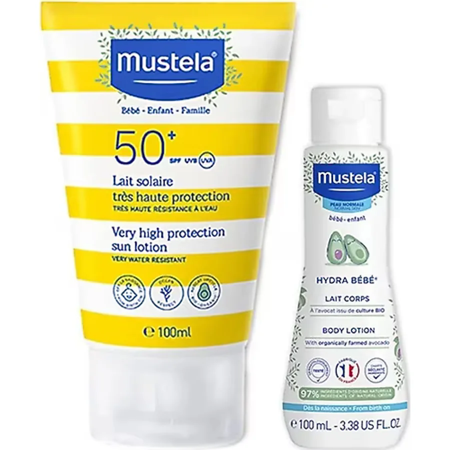 Mustela Çok Yüksek Koruma 50 Faktör Güneş Losyonu 100 ml + Hydra Bebe Vücut Losyonu 50 ml