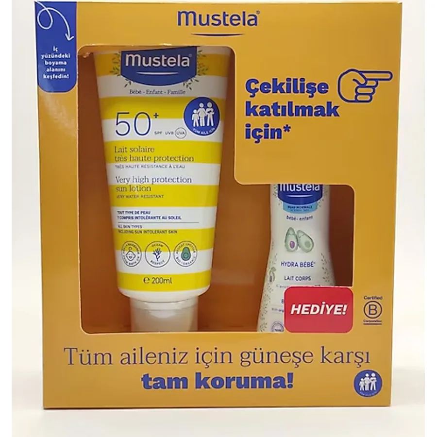 Mustela Çok Yüksek Koruma Faktörlü Güneş Losyonu Spf 50 200 ml + Vücut Losyonu 100 ml