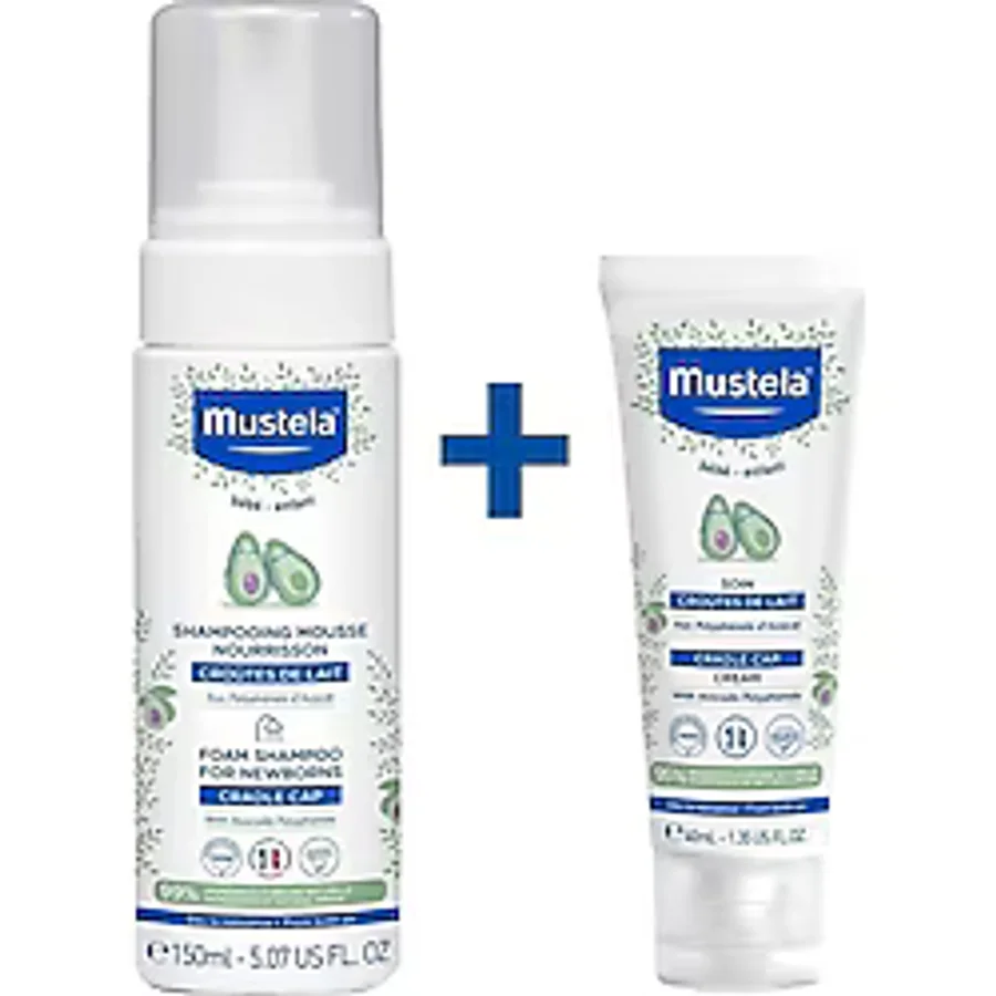 Mustela Yenidoğan Konak Seti- Konak Önleyici Yenidoğan Köpük Şampuanı 150 ml Saç Pullanma Karşıtı Krem 40 ml