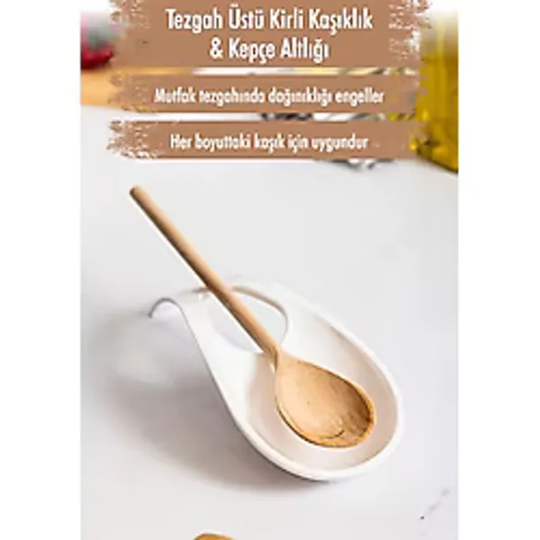 Mustran Akrilik Beyaz Tezgah Üstü Kirli Kaşıklık & Kepçe Altlığı