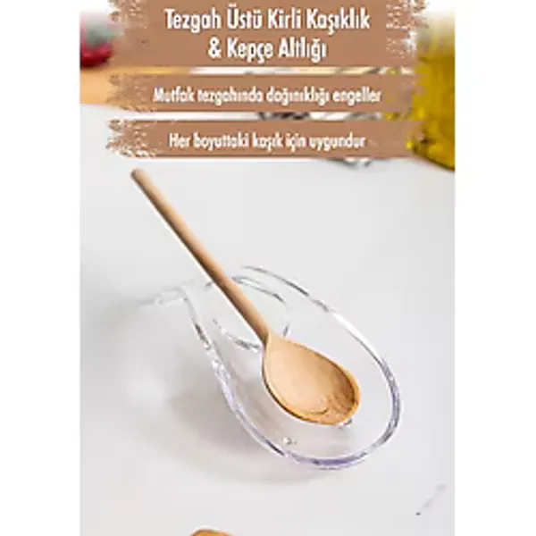 Mustran Akrilik Şeffaf Tezgah Üstü Kirli Kaşıklık & Kepçe Altlığı
