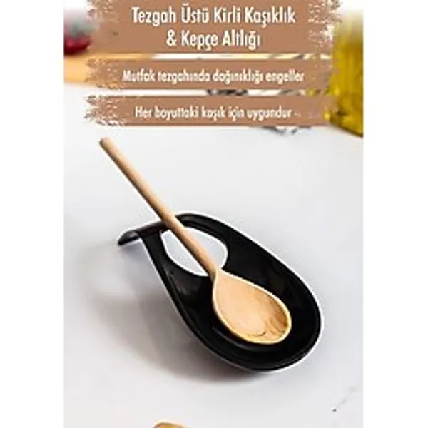 Mustran Akrilik Siyah Tezgah Üstü Kirli Kaşıklık & Kepçe Altlığı