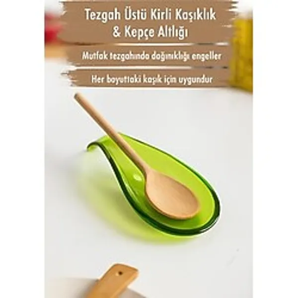 Mustran Akrilik Yeşil Tezgah Üstü Kirli Kaşıklık & Kepçe Altlığı
