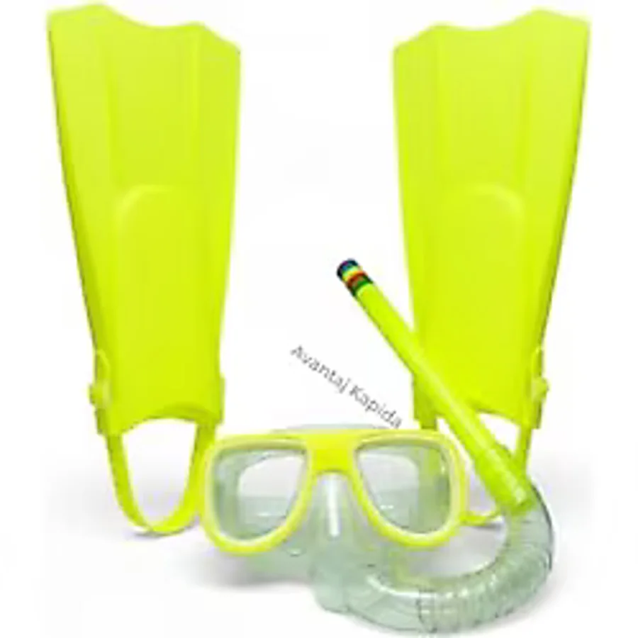 Mustran Çocuk 3'lü Deniz-Havuz Set Palet Maske Şnorkel Dalış Seti PVC 24-29 Numara Ayarlanabilir Kayışlı, Tek Ebat, Avnmustranpaletliset1, Sarı