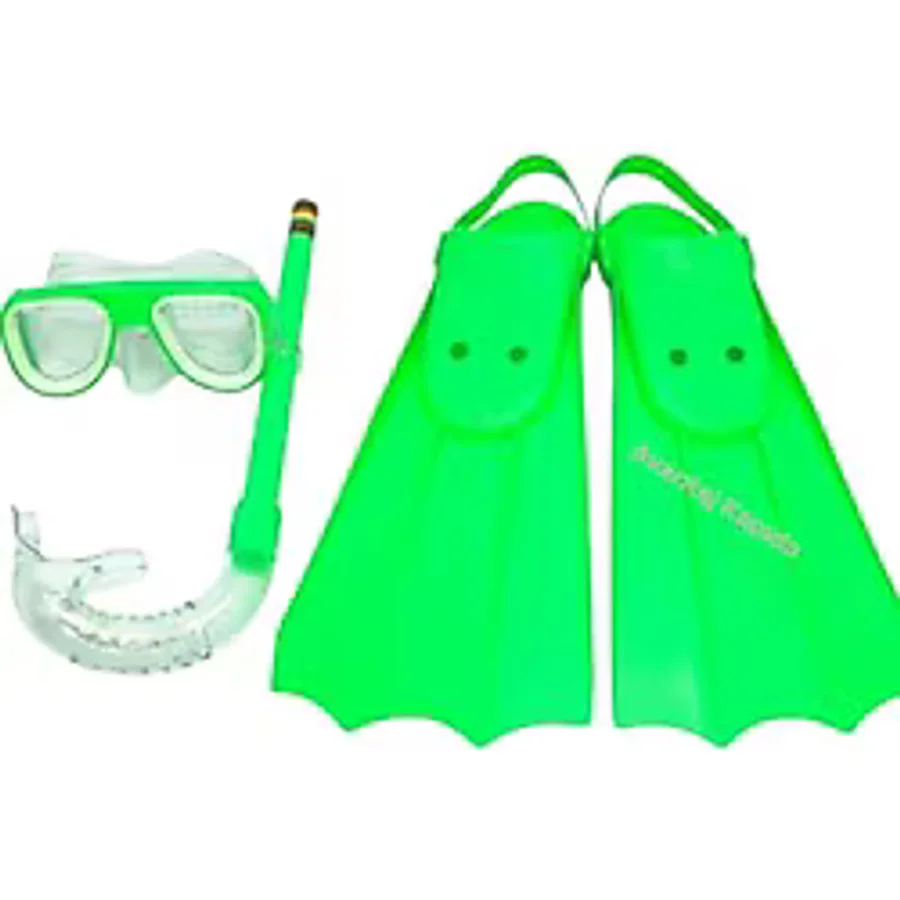 Mustran Çocuk 3'lü Deniz-Havuz Set Palet Maske Şnorkel Dalış Seti PVC 24-29 Numara Ayarlanabilir Kayışlı, Tek Ebat, Avnmustranpaletliset1, Yeşil