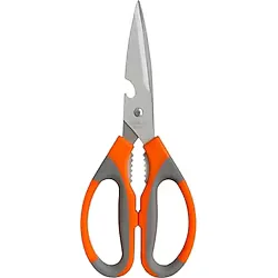 Mutfak Makası - Paslanmaz Çelik Çok Amaçlı, Ergonomik Saplı, 23 cm Dayanıklı Kesme Makası (Turuncu-Gri)