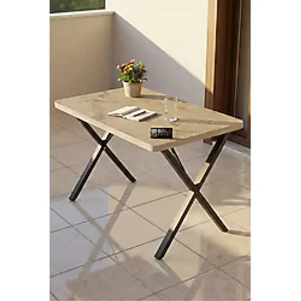 Mutfak Masası 110x70 cm Modern Ahşap Görünümlü Yemek Masası Ofis Bahçe Balkon Cafe Masa 9830 Atlantk