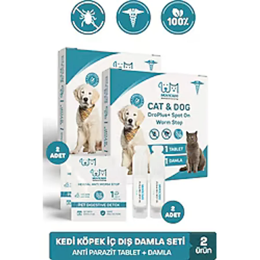 Muvicado Iç Dış Parazit Kedi Köpek Dış Parazit Damlası Kedi Pire Damlası Köpek Pire Damlası Kedi Iç Dış Parazit Damla Tablet Seti Kedi Köpek Ödül
