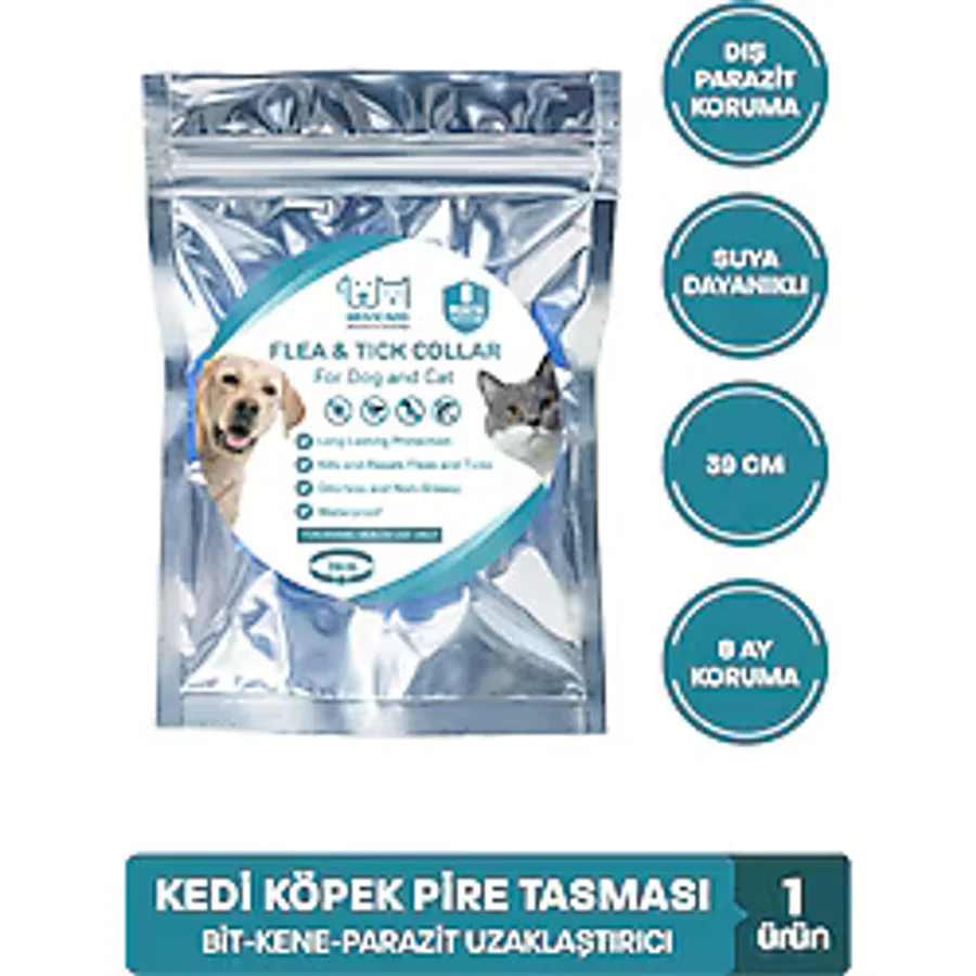 muvicado Kedi Pire Tasması Kedi Köpek Bit Pire Kene Önleyici Tasma Ayarlanabilir 39 Cm Su Geçirmez 8 Ay Etki