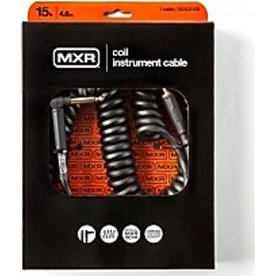 MXR DCICB15R Blk Ra Right/straight Coil Kablo (4.5 m)