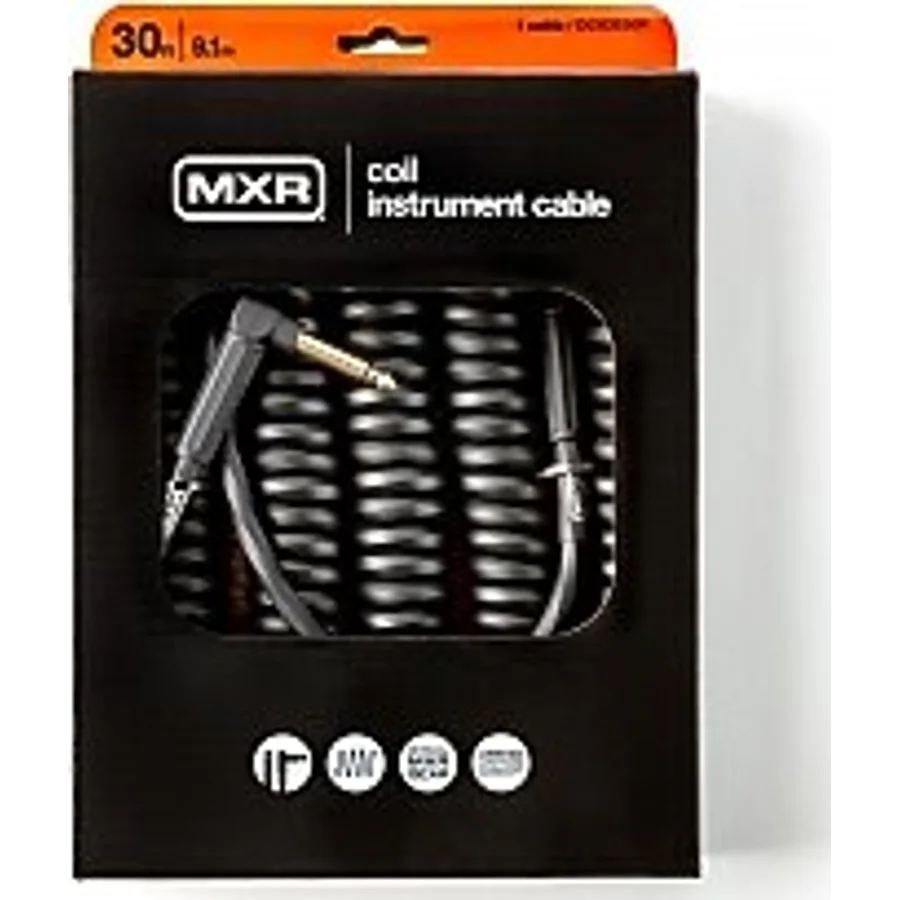 MXR DCICB30R Blk Ra Right/straight Coil Kablo (9 Metre)