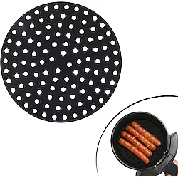 My Best Store Siyah Isıya Dayanıklı Yıkanılabilir Silikon Fırın ve Airfryer Yuvarlak Model Pişirme Matı 2 - standart