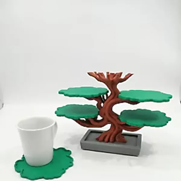 My Craft 3D MYCRAFT3D Bonsai Ağacı Bardak Altlığı Set 5'li Dekoratif Yaprak Bardak Altlığı Stand - Modern Mutfak Aksesuar