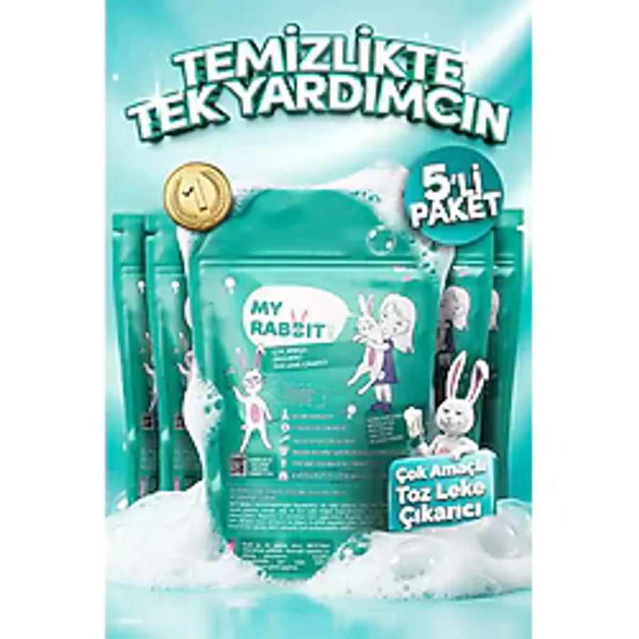 My Rabbit 5 Adet Çok Amaçlı Oksijenli Toz Leke Çıkarıcı ve Beyazlatıcı 5 x 800 gr - 4 kg