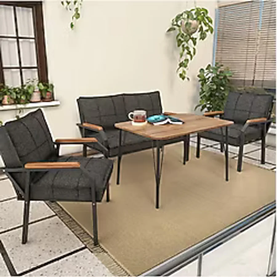 Mygusi Hayal Balkon, Bahçe, Cafe, Metal Kanepe Koltuk Takımı , Bahçe Mobilyası, 60x90 Masalı - 211 Antrasit