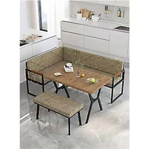 Mygusi Src 70x110 Atlantik Masalı Köşe Takımı Mutfak Balkon Köşe Takımı, Mutfak Masası Takımı - Cappucino