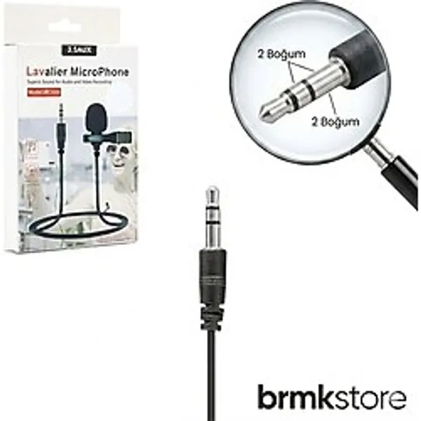 Mykablo BRMKSTORE Tiktok,youtube,discord,skype Cep Telefonu Uyumlu 3.5mm Jack Yaka Mikrofonu 1.5mt