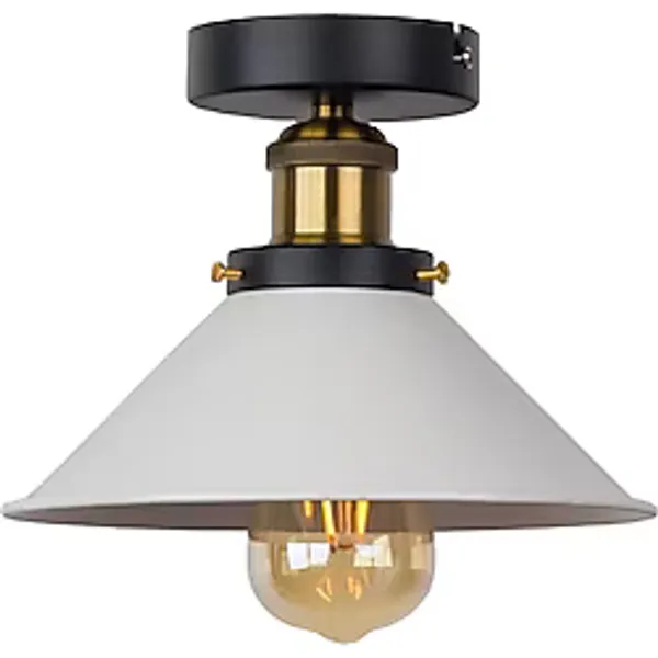 Mylights Retro Rustik Beyaz Plofonyer Tavan Avize Metal Modern Mat Altın Eskitme Kaplama Detay - Ahşap - 1