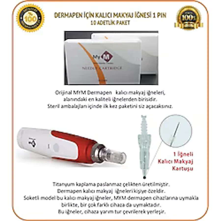 Mym 1 Pin Dermapen İğnesi 10 Adet Kalıcı Makyaj İğnesi