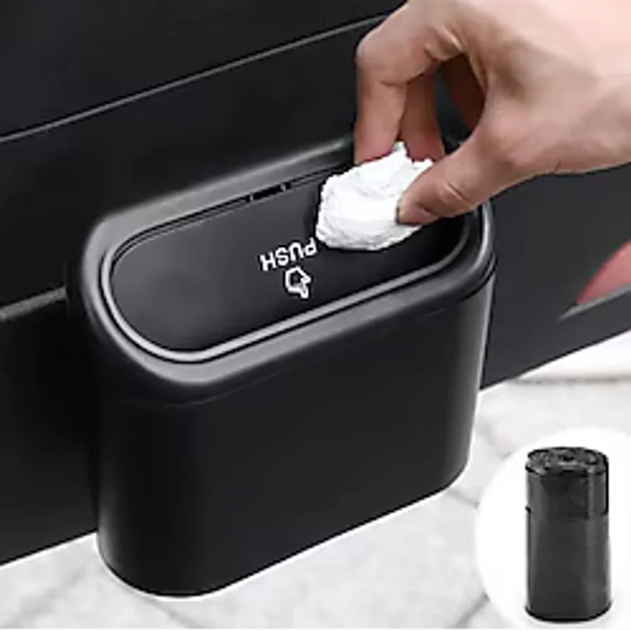 Myplas Araba Çöp Kutusu Araç İçi Taşınabilir Hombak Kapaklı Organizer Çöp Kovası İtme Kapaklı Kova