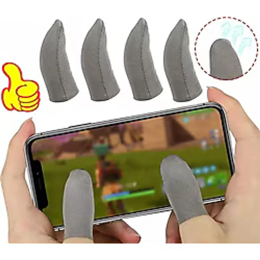 N1 Gümüş Fiber Ultra Hassas Kaydırmaz Nefes Alan E-spor Pubg Oyun Parmak Eldiveni + Taşıma Kutusu