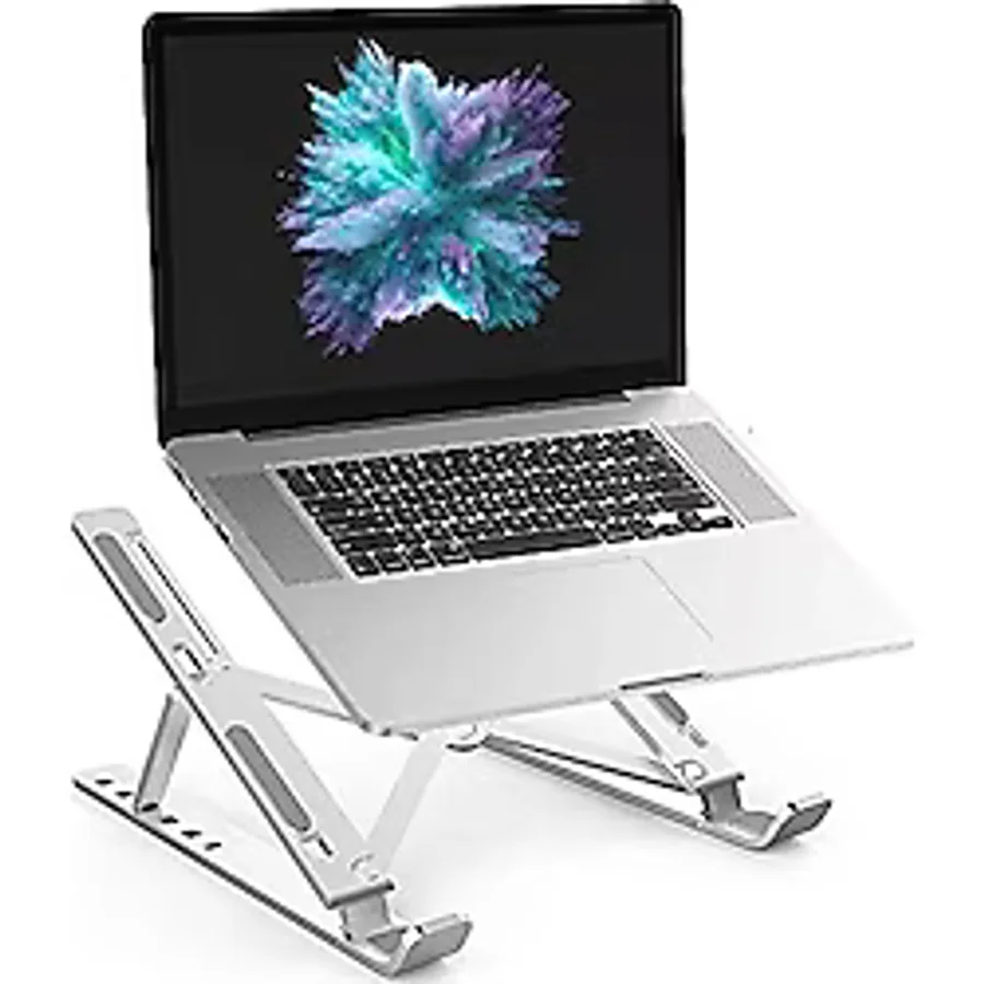 N29-3-GÜMÜŞ Katlanır Aluminyum Macbook Laptop Bilgisayar Standı